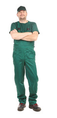 Man in green uniform.
