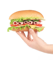 Sandwich with ham on hand.