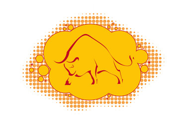 Emblem with a silhouette of a wild bull