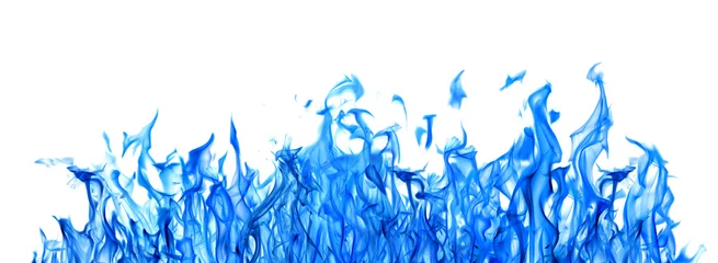 Crédence de cuisine en verre imprimé Flamme Feu bleu longue bande isolated on white