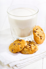 glass of milk with cookies