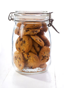 Chocolate  Cookies In A Glass Jar