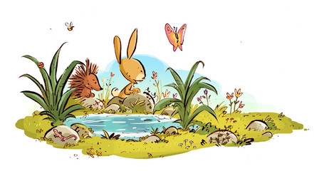 Obraz premium conejo en la naturaleza