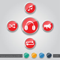 Colored round buttons set MUSIC #1