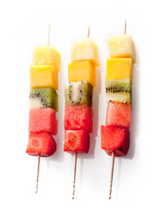 Cubed fresh fruit kebabs