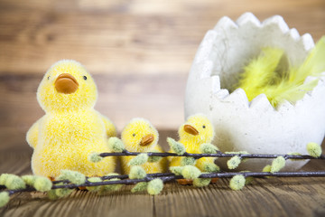 Fototapeta na wymiar Easter Ducks, Easter eggs, based