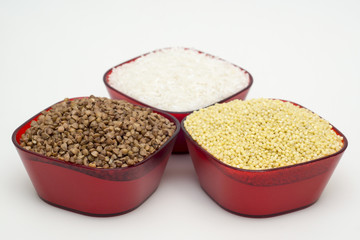 White rice, buckwheat and barley