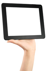 Hand holding a tablet