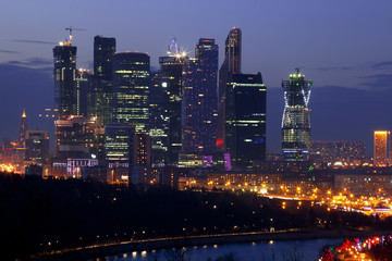 Moscow business center. Panorama.Top view