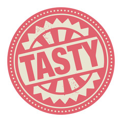 Abstract stamp or label with the text Tasty written inside