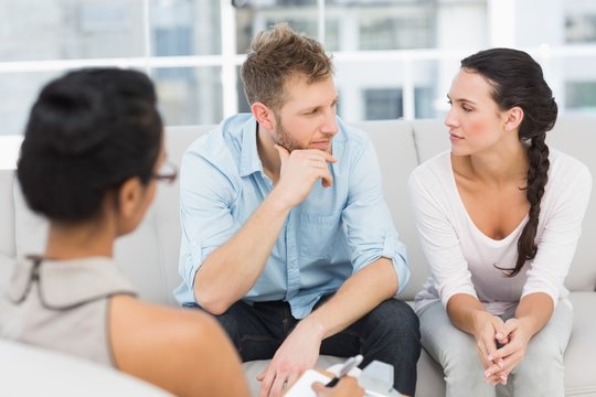 Unhappy couple at therapy session