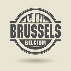 Stamp or label with text Brussels, Belgium inside, vector