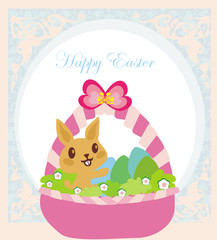 Easter Bunny with basket full of Easter eggs