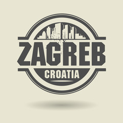 Stamp or label with text Zagreb, Croatia inside, vector