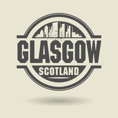 Stamp or label with text Glasgow, Scotland inside, vector