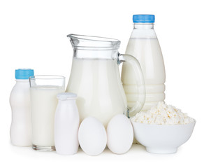 Obraz na płótnie Canvas Dairy products isolated on white background