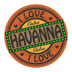 Grunge color stamp with text I Love Havanna inside