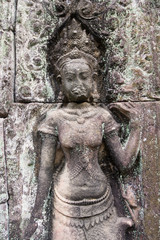 Fototapeta na wymiar Apsara na ścianie Angkor Wat, Siem Reap, Kambodża
