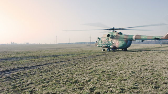 Military Helicopter ready to flight.