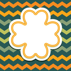 st patricks day card with 4 leaf clover on chevron background