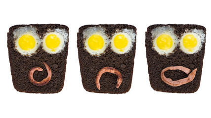 collage of toasted bread (faces)
