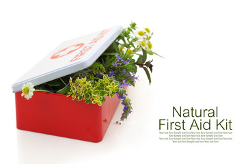 Fresh herbs in first aid kit