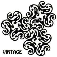 Original pattern. Vintage design. Black and white.