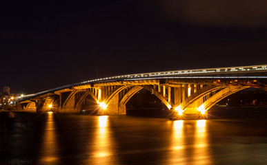 Fototapeta na wymiar Metro bridge over the Dnieper river in Kiev, Ukraine