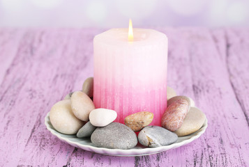 Composition with spa stones, candle