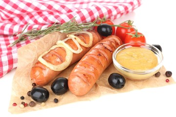 Grilled sausages close up