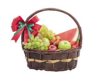 fruits basket on white background