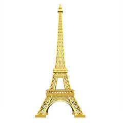 Fototapeta na wymiar 3d golden Eiffel Tower metallic