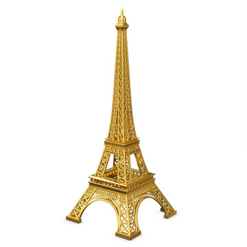 3d golden  Eiffel Tower metallic