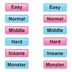 Buttons set easy to hard levels complicated  blue