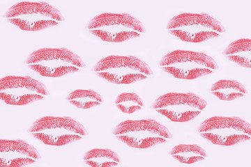 A wallpaper of red kisses of lipstick (background)