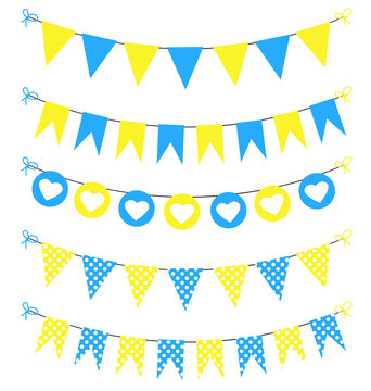 Bunting set yellow and blue for scrapbook