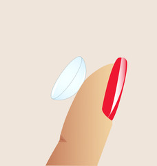 Contact lenses on finger medical vector illustration