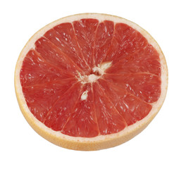 Fresh slices grapefruit on white background