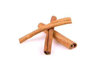 cinnamon sticks on white background