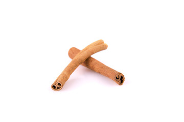 cinnamon sticks on white background