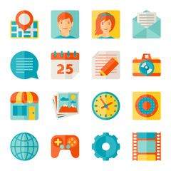 Icons web and mobile applications in flat design style.