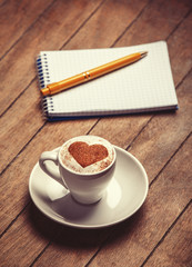 Cup of сoffee with shape heart