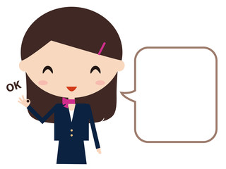 受付女性　OKサイン　イラスト