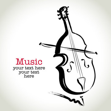 Grunge drawing cello with brushwork