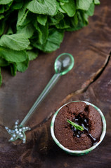 Chocolate muffins with mint cream