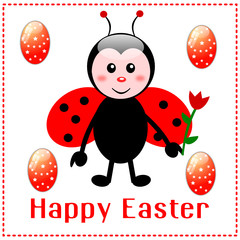Fototapeta premium Biglietto di Pasqua con coccinella