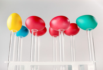 Happy Easter science people! Easter eggs placed on test tubes.