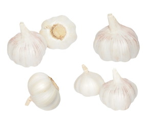 Garlic set isolated on white background,  with clipping path