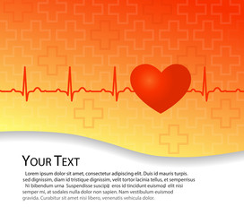 Vector medical background - ekg, heart and crosses and place for