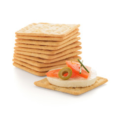 Crackers with cheese and tomato